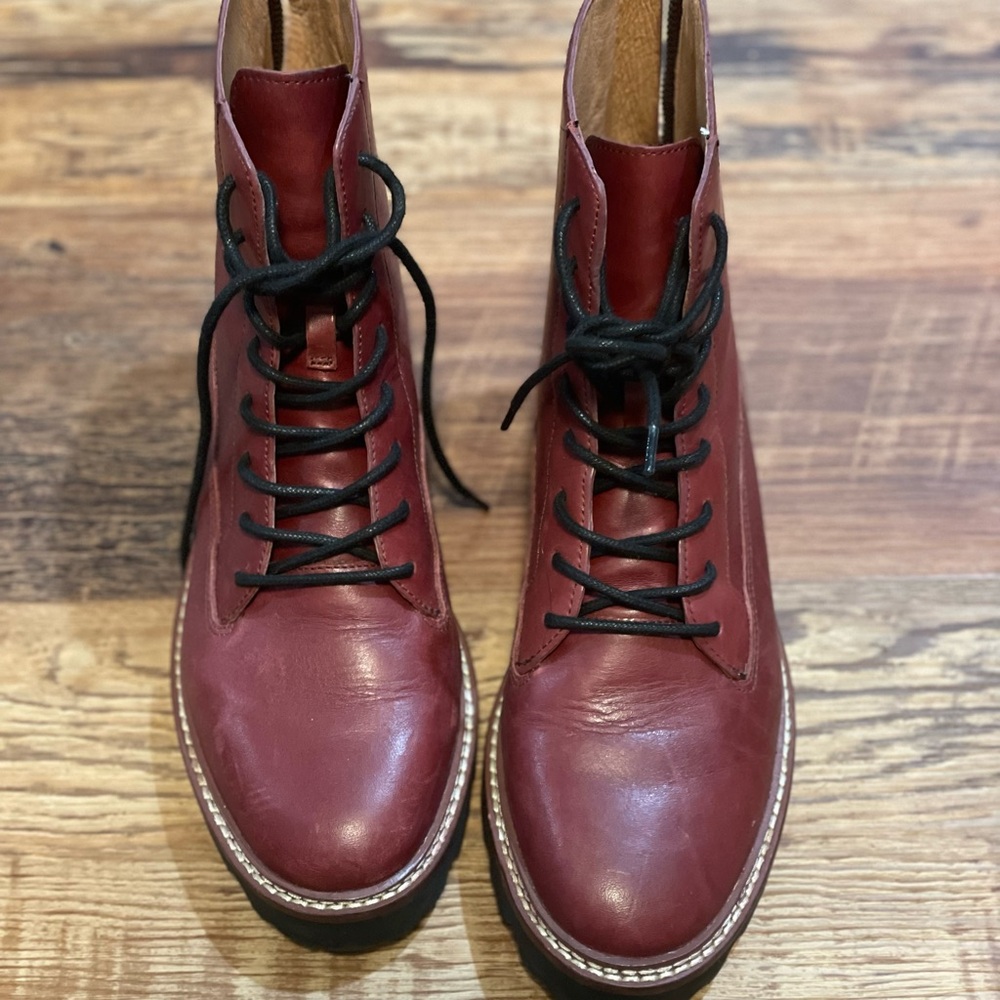 Madewell Women's Burgundy Lace Up Boots
